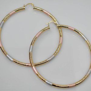 85MM Two-Tone Hoop Earrings